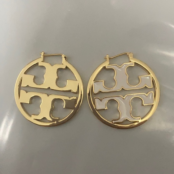 Tory Burch Jewelry - Authentic Tory Burch Gold Logo Hoop Earrings NWT Fast ship